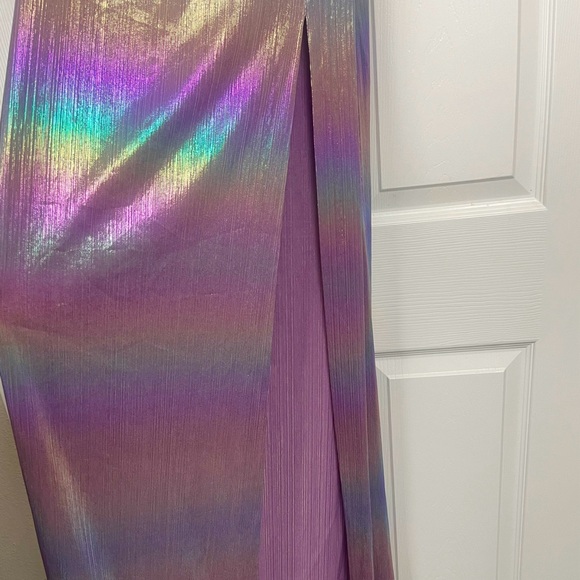 NWT RETROFETE Soleil Dress Lilac Aurora Pastel Rainbow Formal Prom Metallic Y2K - Picture 9 of 16